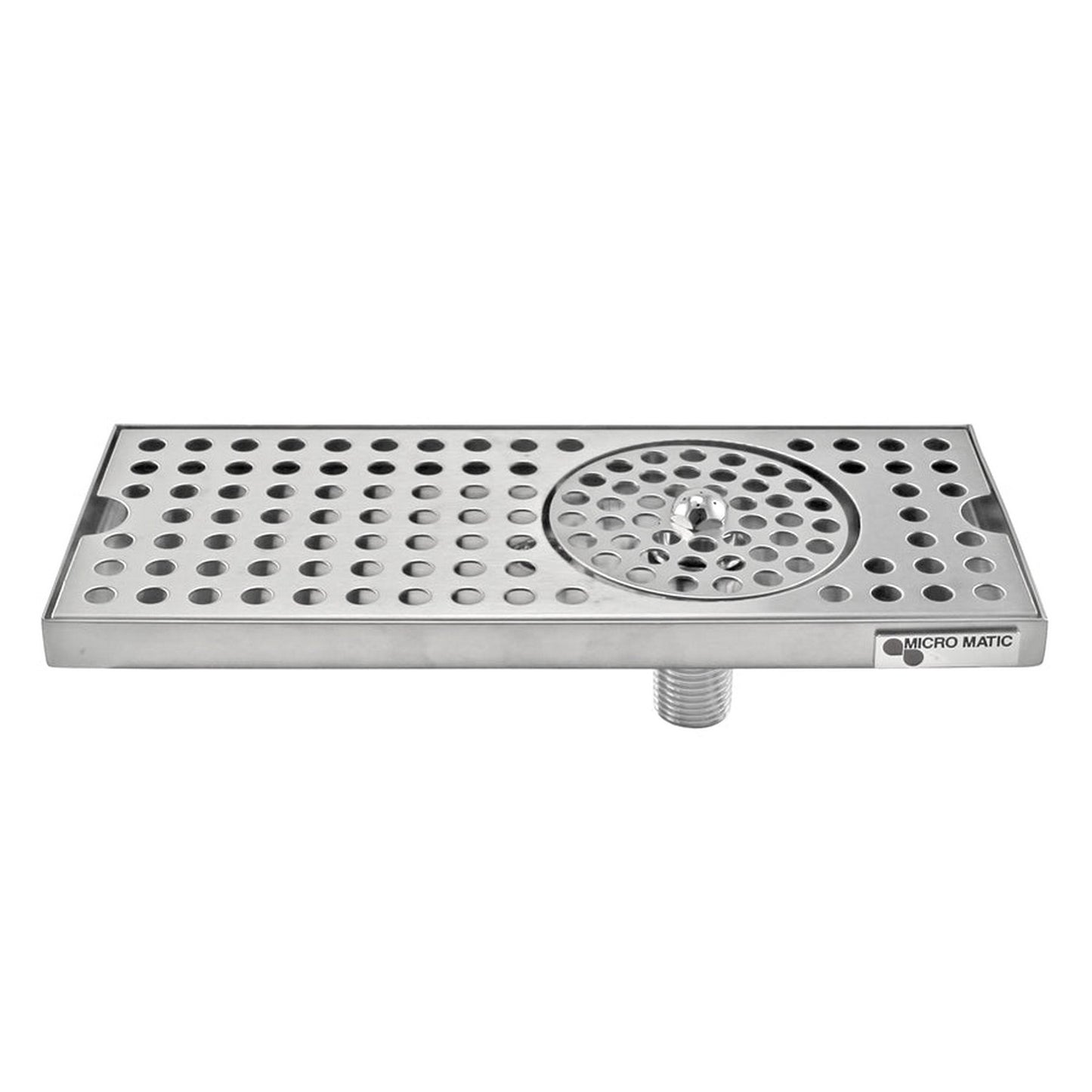 Micro Matic Stainless Steel Drip Tray -Countertop w/ Spray Glass Rinser & Drain – 12” x 5” x 3/4” [DP-120DGR]