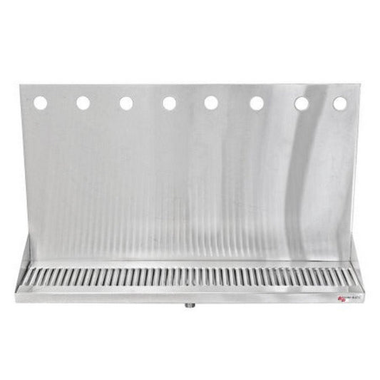 24” x 6 1/2” x 3/4” Micro Matic Stainless Steel Drip Tray – Wall Mounting w/ 8 Shank Holes & Drain