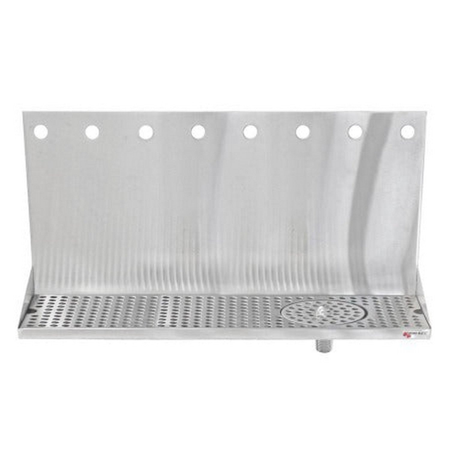 Micro Matic Stainless Steel Drip Tray – Wall Mounting w/ 8 Shank Holes, Spray Glass Rinser, & Drain – 24” x 6 1/2” x 3/4” 