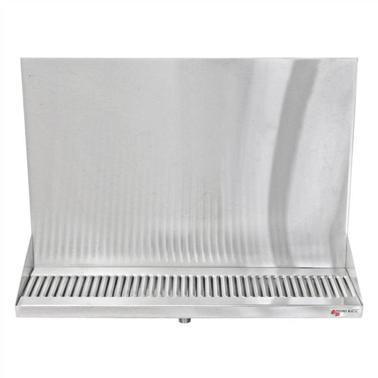Micro Matic Stainless Steel Drip Tray – Wall Mounting w/ Drain – 16” x 6 1/2” x 3/4”