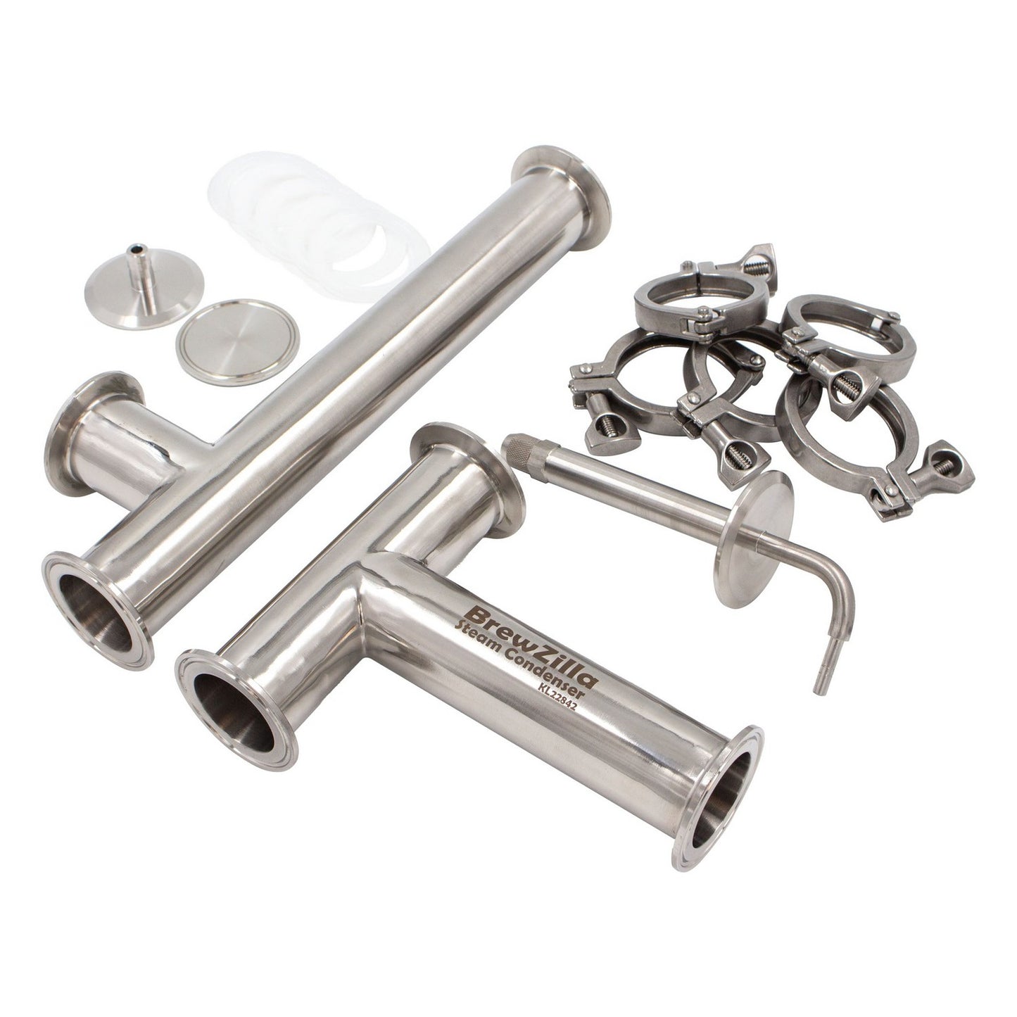 BrewZilla Stainless Steel Tri-Clover Steam Condenser Assembly - 2" TC