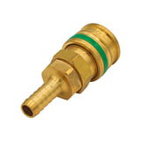 Micro Matic Brass Air Quick Disconnect Coupler - Female QD X 3/8" OD Barb | Green [954-2B]