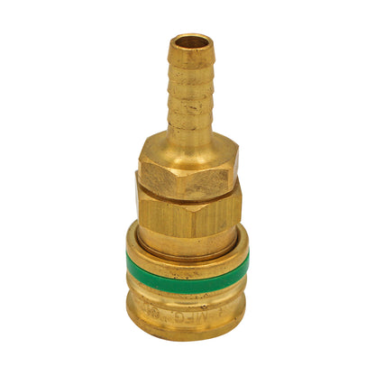 Micro Matic Brass Air Quick Disconnect Coupler - Female QD X 3/8" OD Barb | Green [954-2B]