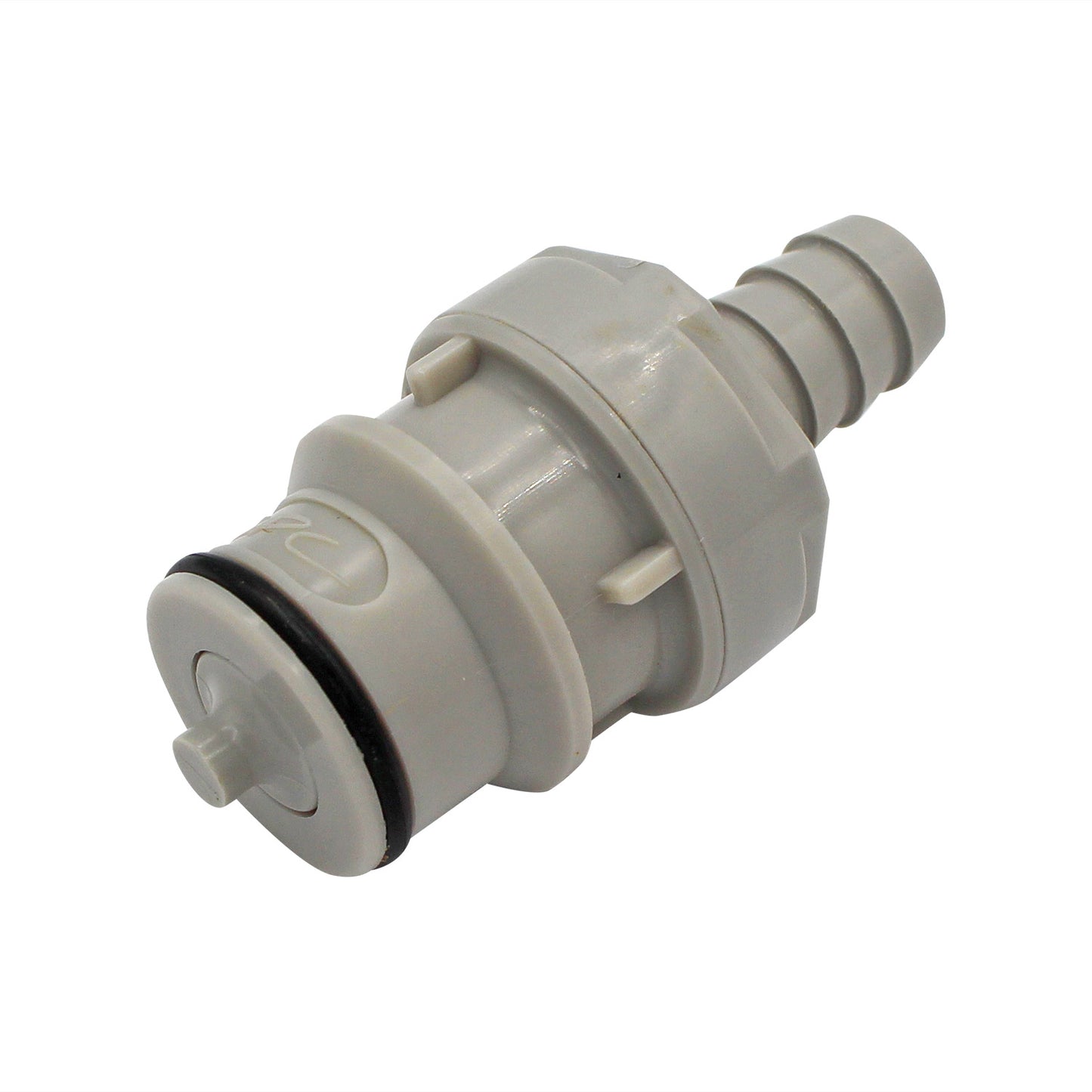 Micro Matic Polypropylene In-Line Disconnect Nipple - Male QD X 3/8" OD Barb [62700]