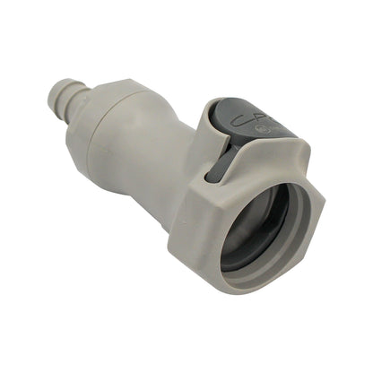 Micro Matic Polypropylene In-Line Disconnect Coupler - Female QD X 3/8" OD Barb [60600]