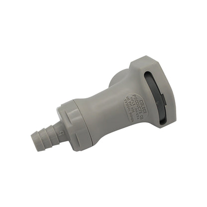 Micro Matic Polypropylene In-Line Disconnect Coupler - Female QD X 3/8" OD Barb [60600]