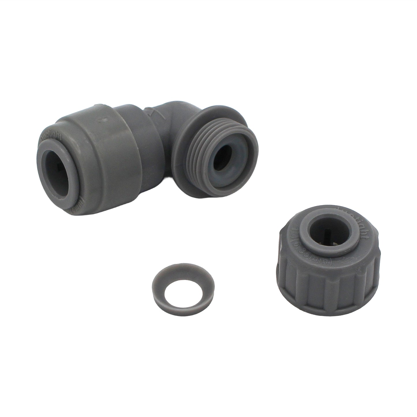 Kegland Duotight Food Grade Plastic (Push-In) 90° Screwlock Elbow Reducer - 1/4" (6.35mm) X 5/16" (8mm)