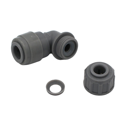 Kegland Duotight Food Grade Plastic (Push-In) 90° Screwlock Elbow Reducer - 1/4" (6.35mm) X 5/16" (8mm)