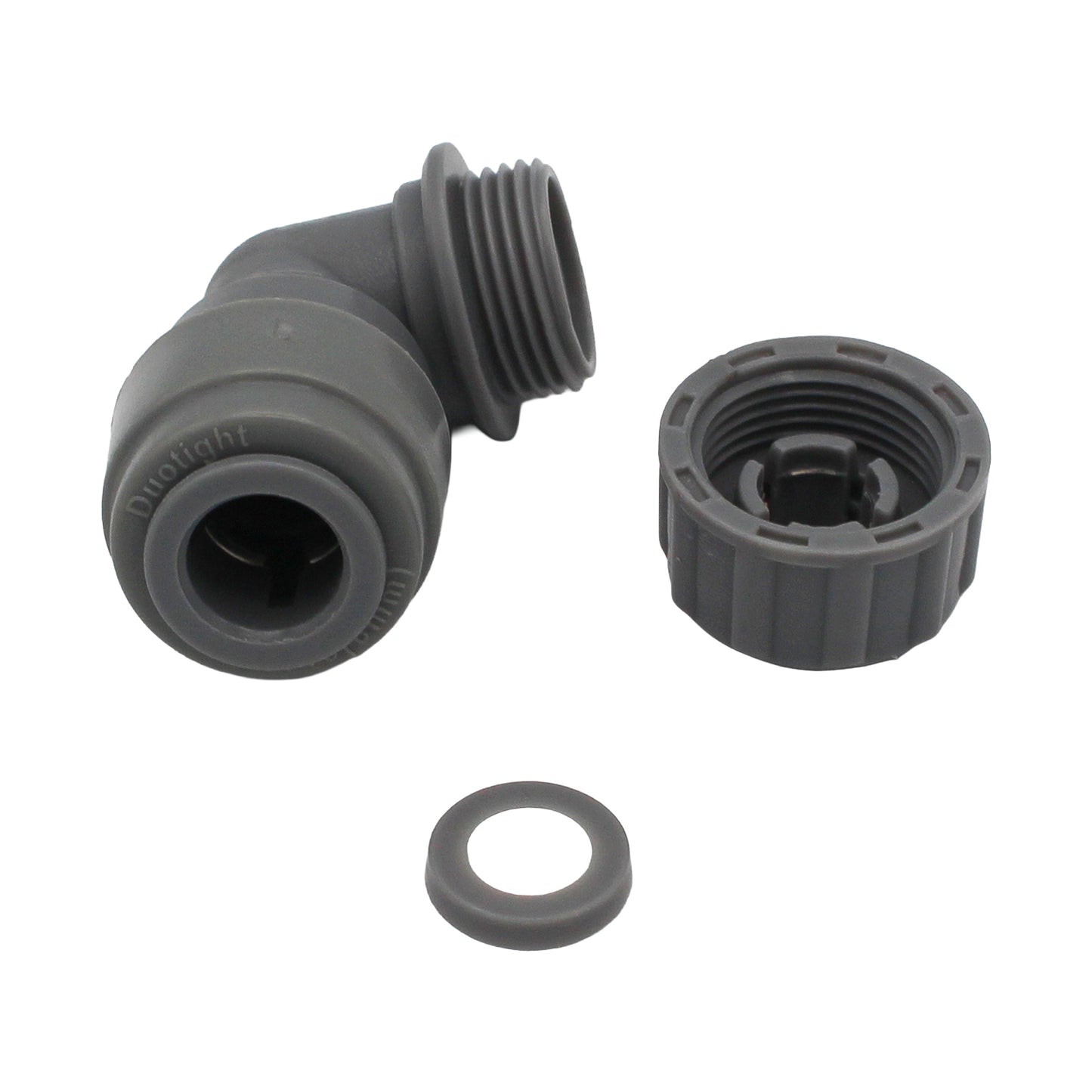 Kegland Duotight Food Grade Plastic (Push-In) 90° Screwlock Elbow Reducer - 1/4" (6.35mm) X 5/16" (8mm)