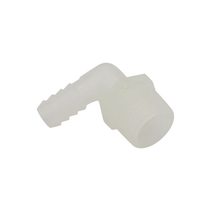 Plastic Fitting Elbow - 1/2" Male NPT to 3/8" Barb
