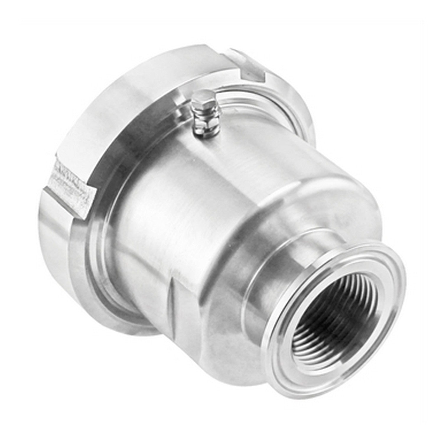 Stainless Steel Tri-Clover Heating Element Adapter - 1.5" TC to 1" NPS