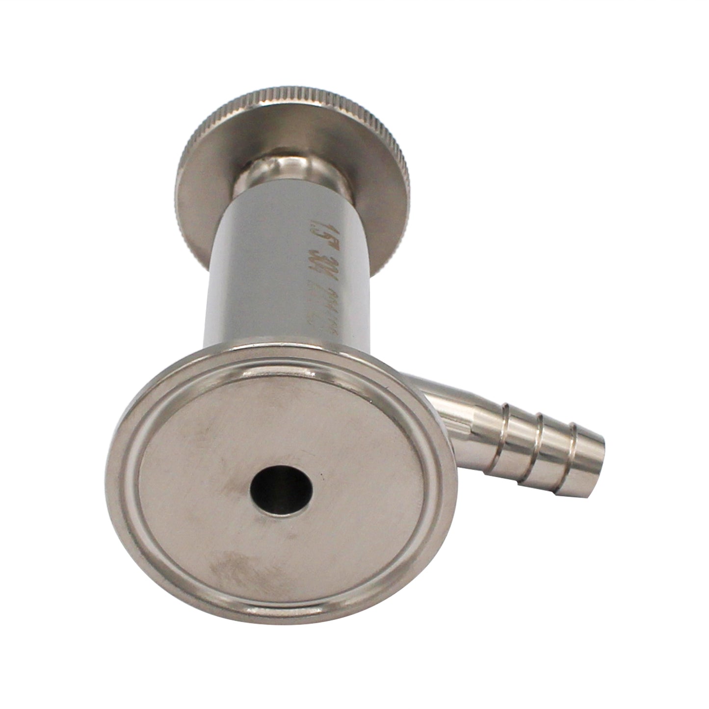 1.5" Tri Clamp Sample Valve with 1/2" Barb - Economy Tri Clover Sanitary Stainless Steel Fitting