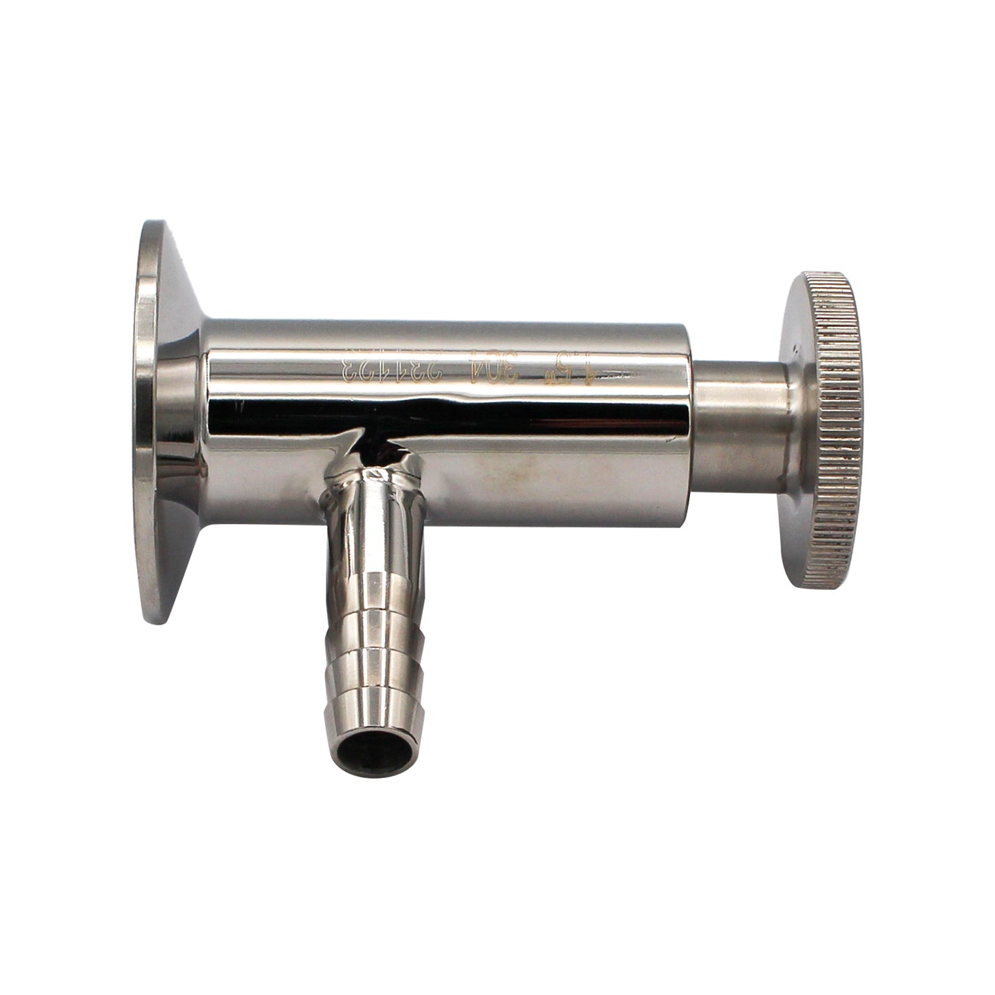 1.5" Tri Clamp Sample Valve with 1/2" Barb - Economy Tri Clover Sanitary Stainless Steel Fitting