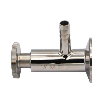 1.5" Tri Clamp Sample Valve with 1/2" Barb - Economy Tri Clover Sanitary Stainless Steel Fitting