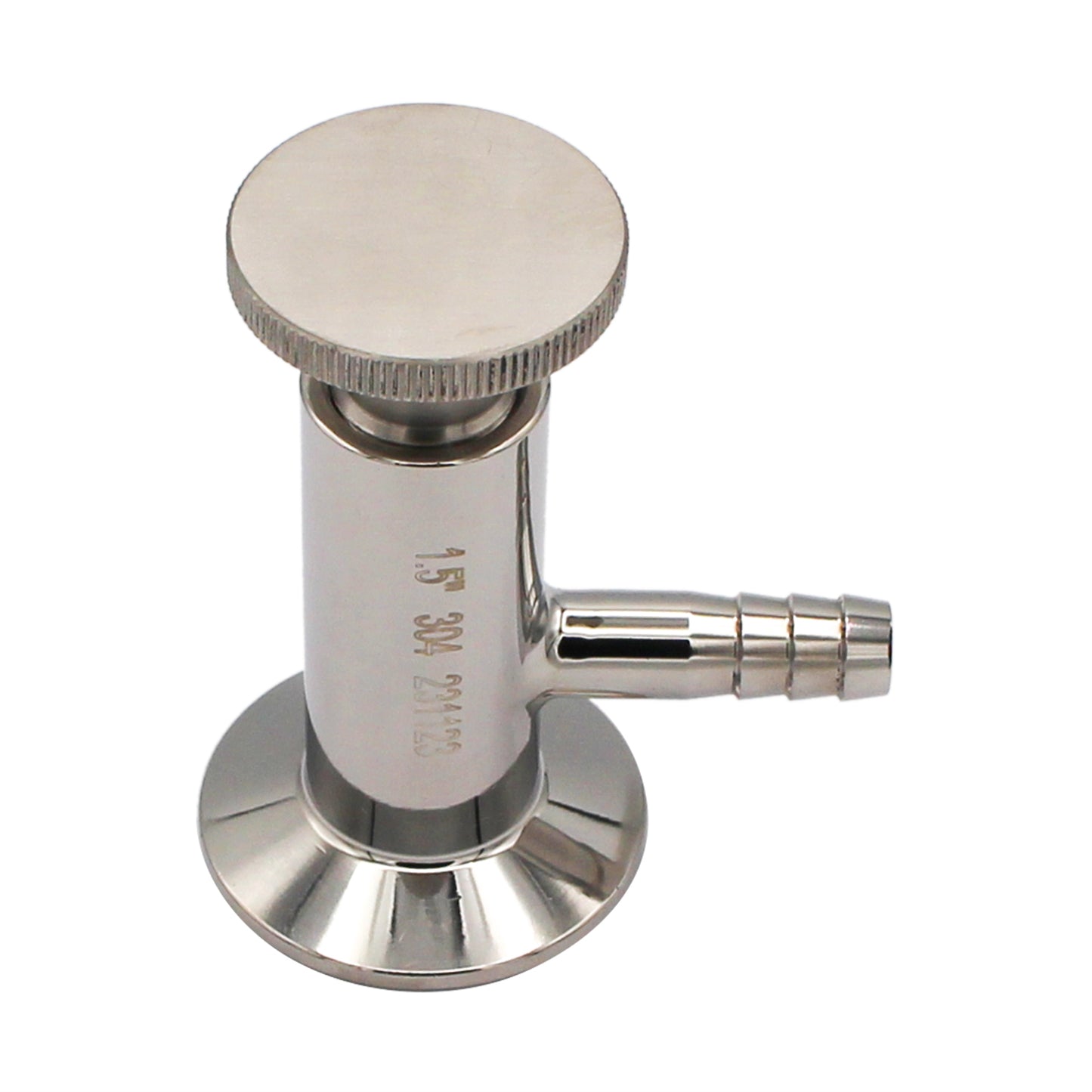 1.5" Tri Clamp Sample Valve with 1/2" Barb - Economy Tri Clover Sanitary Stainless Steel Fitting