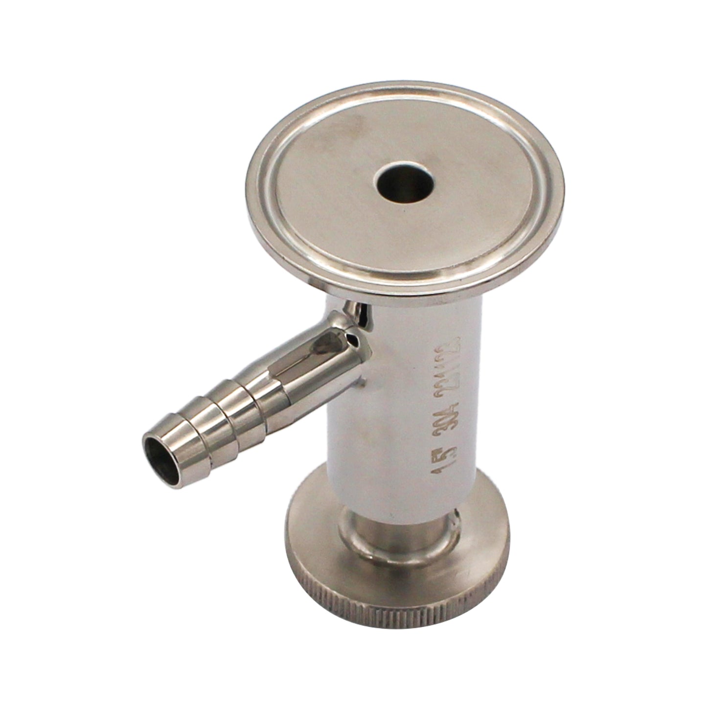 1.5" Tri Clamp Sample Valve with 1/2" Barb - Economy Tri Clover Sanitary Stainless Steel Fitting