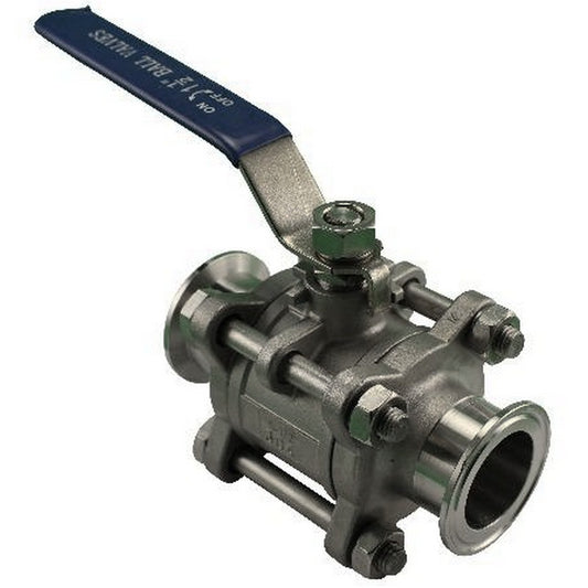 Stainless Steel 1.5" Tri-Clover 3 Piece Ball Valve