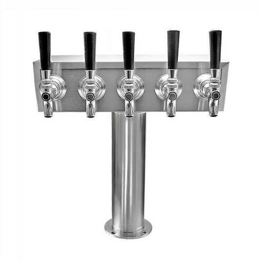 Stainless Steel Quintuple Faucet "Tee" Beer Tower #TT5SS