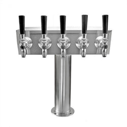 Stainless Steel Quintuple Faucet "Tee" Beer Tower #TT5SS