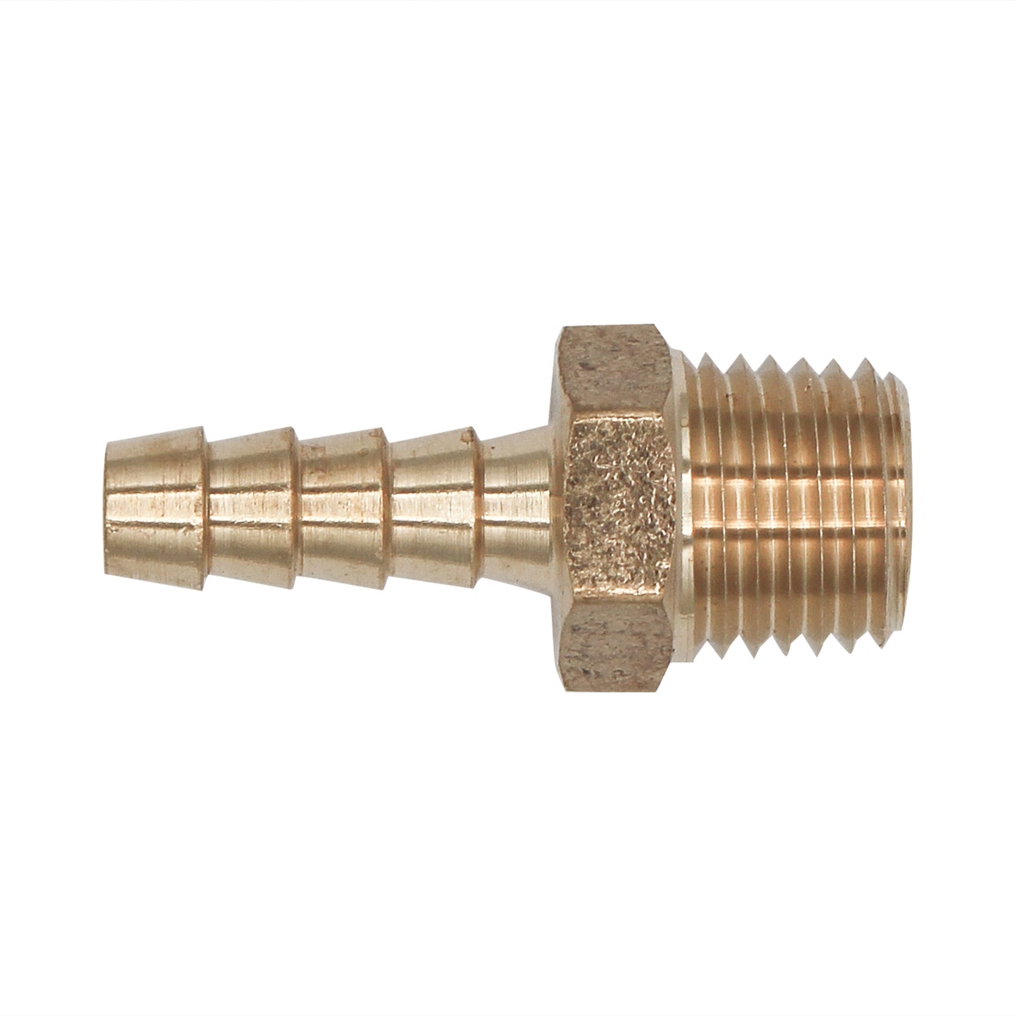 Brass 1/4" Male NPT to 1/4" Barb with Hex Nut