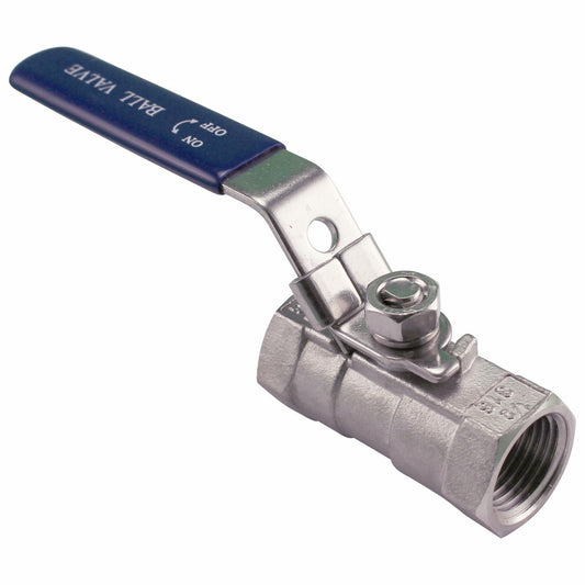 One Piece Ball Valve - Stainless Steel - 1/2" Female NPT
