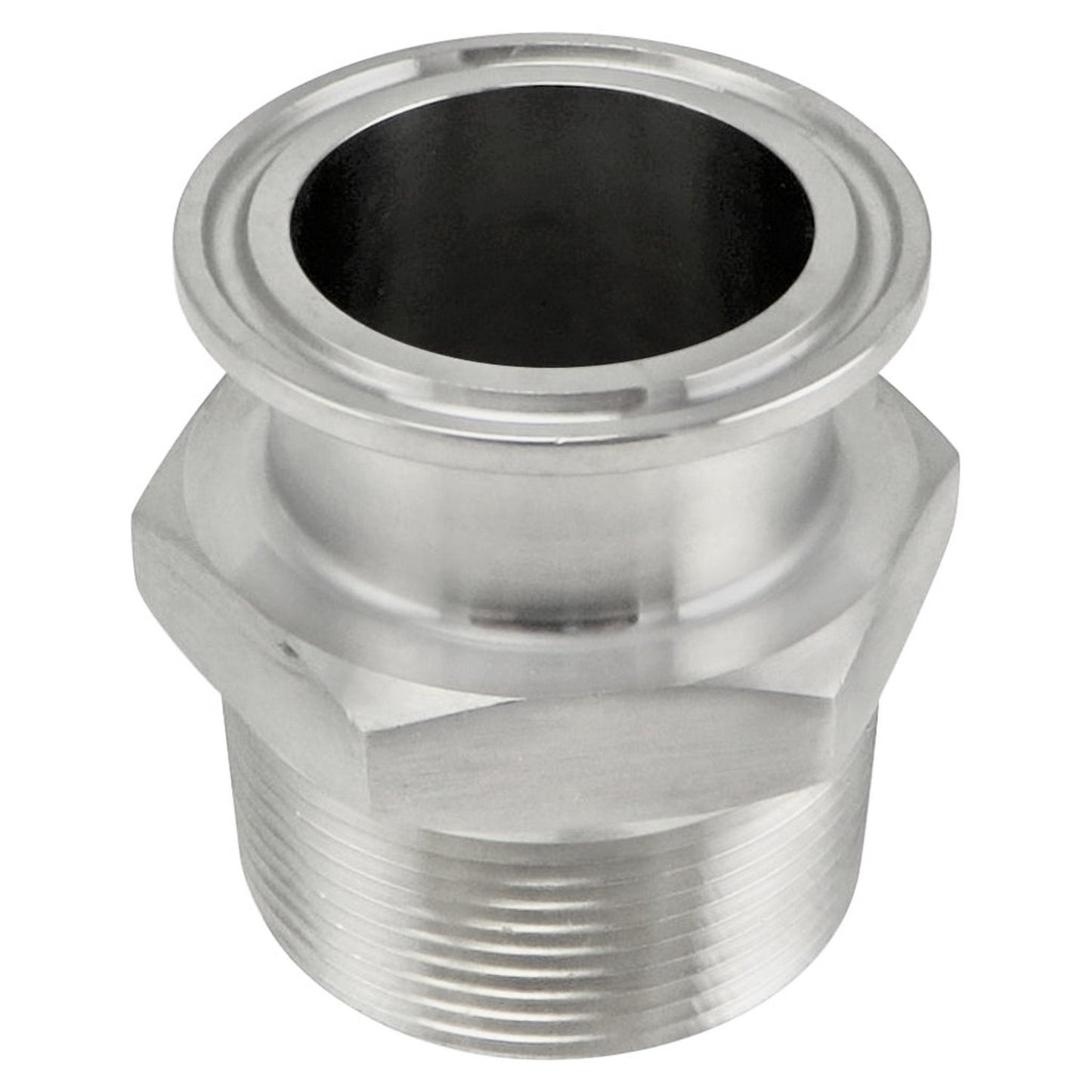 Stainless Steel Tri-Clover Adapter - 1.5" TC to 1.5" Male NPT