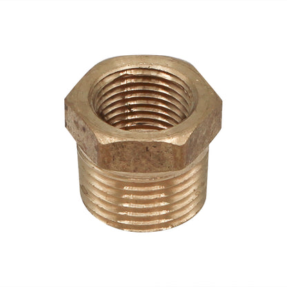 1/2" Male NPT X 3/8" Female NPT Reducer - Brass Pipe Fitting