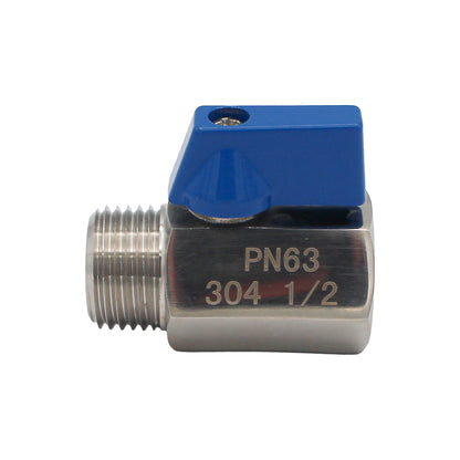 Stainless Steel 1/2" Male NPT to 1/2" Female NPT Mini Ball Valve