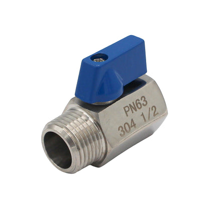 Stainless Steel 1/2" Male NPT to 1/2" Female NPT Mini Ball Valve
