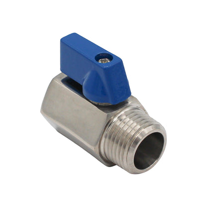 Stainless Steel 1/2" Male NPT to 1/2" Female NPT Mini Ball Valve