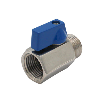 Stainless Steel 1/2" Male NPT to 1/2" Female NPT Mini Ball Valve