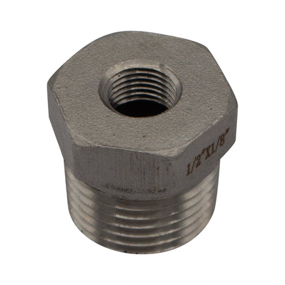 1/2" X 1/8" Female NPT Reducer Bushing - 304 Stainless Steel Pipe Fitting