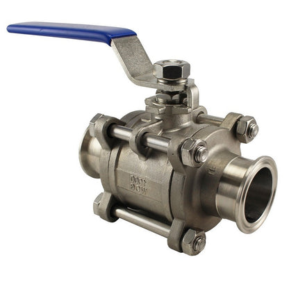Stainless Steel Tri-Clover Fancy 3 Piece Ball Valve - Canadian Homebrewing Supplier - Free Shipping - Canuck Homebrew Supply