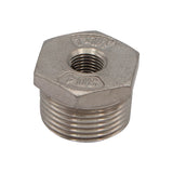Stainless Steel Reducer Bushing - 1" Male NPT to 1/4" Female NPT