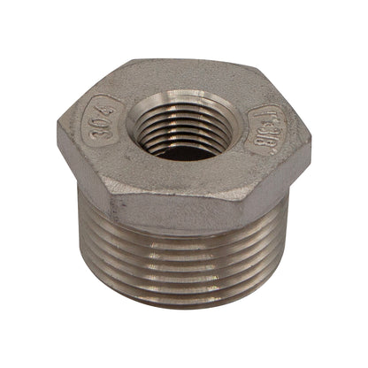 1" Male NPT X 3/8" Female NPT Reducer Bushing - 304 Stainless Steel Pipe Fitting