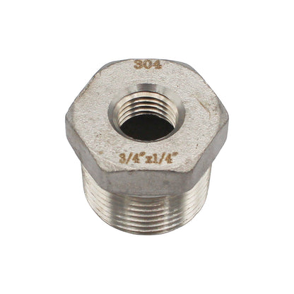 3/4" X 1/4" Female NPT Reducer Bushing - 304 Stainless Steel Pipe Fitting