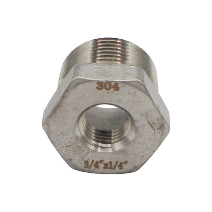 3/4" X 1/4" Female NPT Reducer Bushing - 304 Stainless Steel Pipe Fitting