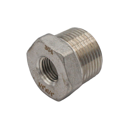 3/4" X 1/4" Female NPT Reducer Bushing - 304 Stainless Steel Pipe Fitting