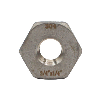 3/4" X 1/4" Female NPT Reducer Bushing - 304 Stainless Steel Pipe Fitting