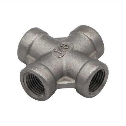 1/8" Female NPT Cross - 304 Stainless Steel Pipe Fitting