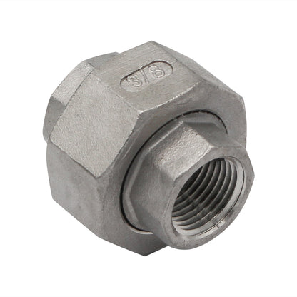 3/8" Female NPT X 3/8" Female NPT Union Coupler - 304 Stainless Steel Pipe Fitting
