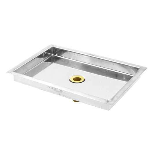 Stainless Steel Flanged Drip Tray With Drain 9" x 6" x 3/4"