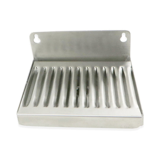 Stainless Steel Wall Mounted Drip Tray with Drain - 6" x 4.5" x 3/4"
