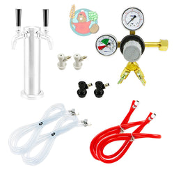 Brushed Stainless Steel Two Tap Tower Ball Lock Kegerator Setup