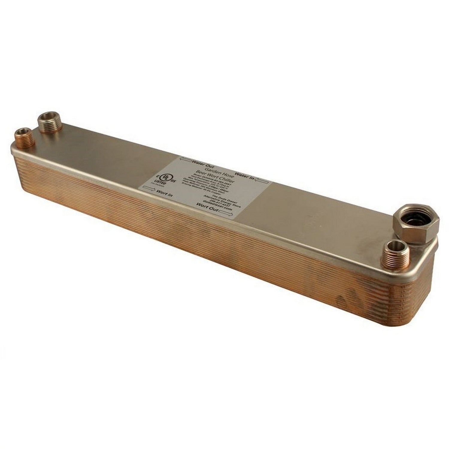 20 Plate Wort Chiller - Garden Hose x 1/2" Male NPT 18 3/8" - Canadian Homebrewing Supplier - Free Shipping - Canuck Homebrew Supply