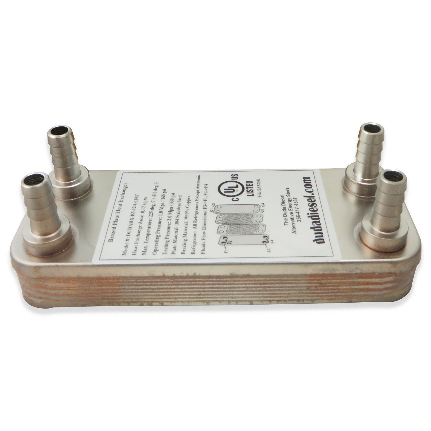 10 Plate Wort Chiller - B3-12A-10ST - 1/2" Barb X 7.5" - Canadian Homebrewing Supplier - Free Shipping - Canuck Homebrew Supply