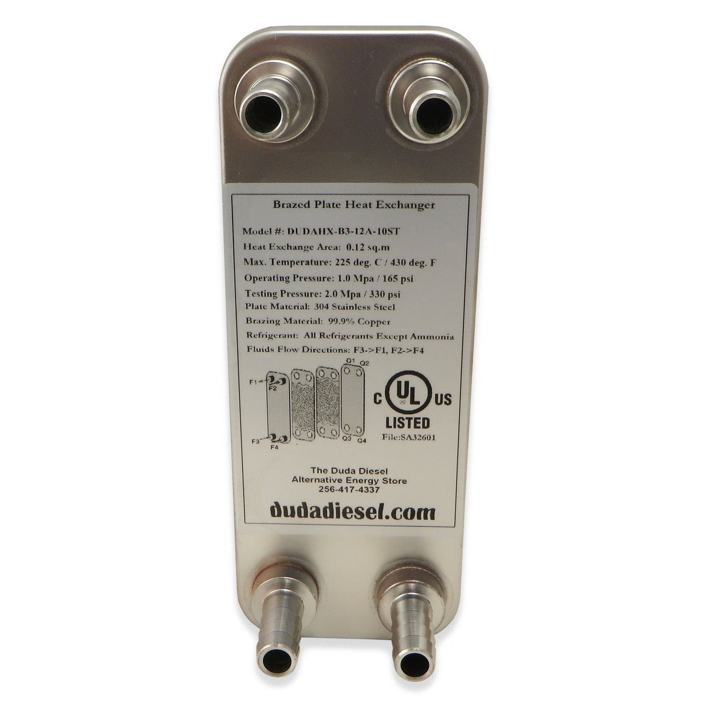 10 Plate Wort Chiller - B3-12A-10ST - 1/2" Barb X 7.5" - Canadian Homebrewing Supplier - Free Shipping - Canuck Homebrew Supply