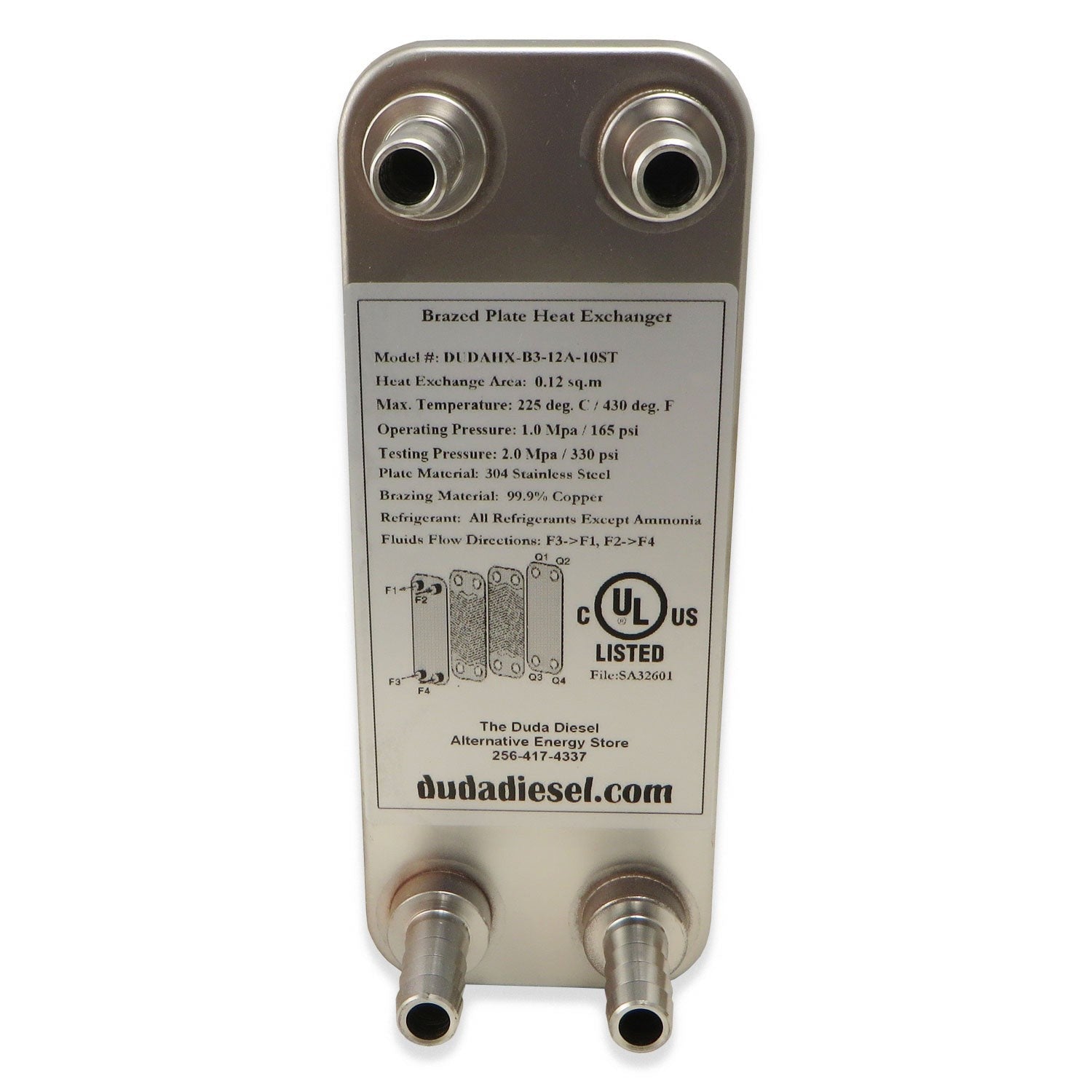 10 Plate Wort Chiller - B3-12A-10ST - 1/2" Barb X 7.5" - Canadian Homebrewing Supplier - Free Shipping - Canuck Homebrew Supply