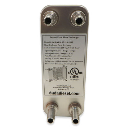 10 Plate Wort Chiller - B3-12A-10ST - 1/2" Barb X 7.5" - Canadian Homebrewing Supplier - Free Shipping - Canuck Homebrew Supply