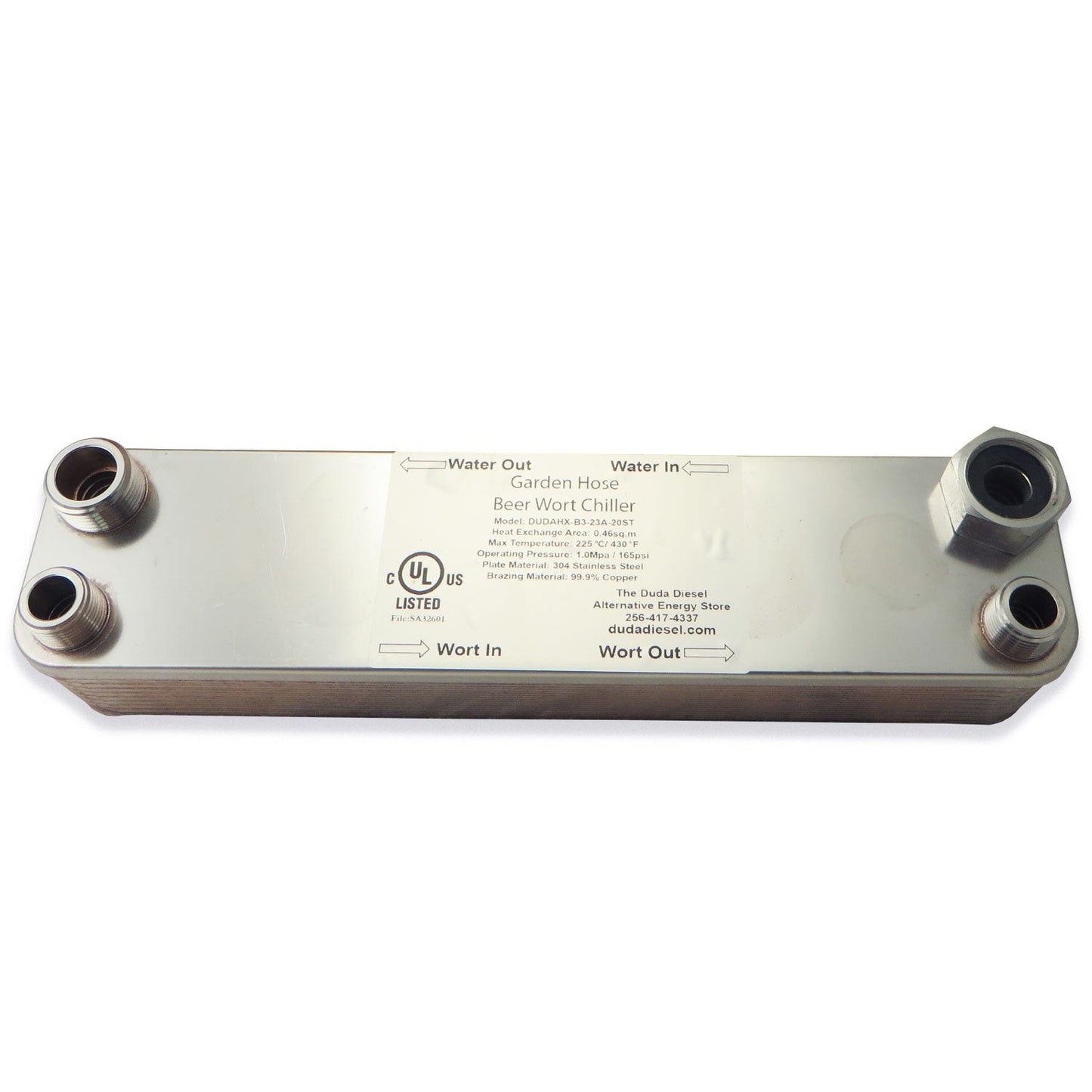 20 Plate Wort Chiller - Garden Hose X 1/2" Male NPT - 12" (B3-23A-20ST) - Canadian Homebrewing Supplier - Free Shipping - Canuck Homebrew Supply